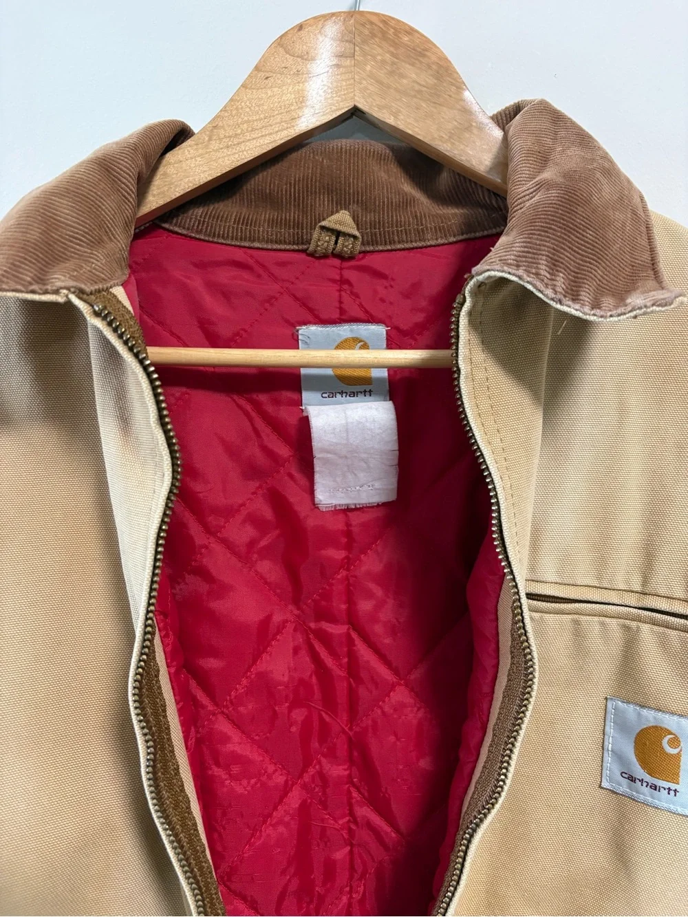 Vintage Carhartt Detroit Jacket Red Quilt Lined - Picture 2 of 6